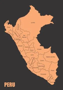 Peru regions map Illustrazione stock