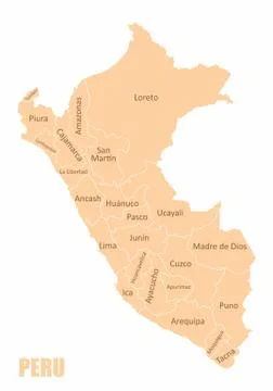 Peru regions map Stock Illustration