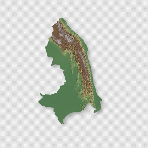 Peru Rotating 3D Relief Map Seamless Loop, Alpha Channel 4K 스톡 동영상 340704079