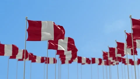 Peru Row Of Flags Animation Stock Footage 148780647