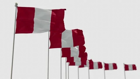 Peru Row Of Flags Animation Include Alpha Channel  스톡 동영상 163404727