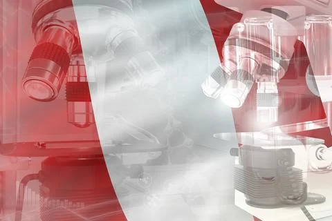 Peru science background - microscope on flag Stock Illustration