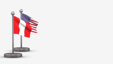 Peru seamless 3D waving flag animation on tiny flagpole. Stock Footage 128566555