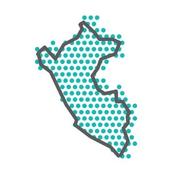 Peru simple outline map with green halftone dot pattern イラスト素材