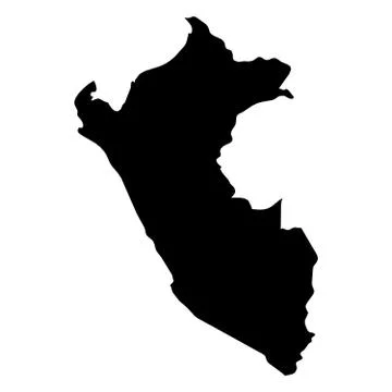 Peru - solid black silhouette map of country area. Simple flat vector Stock Illustration