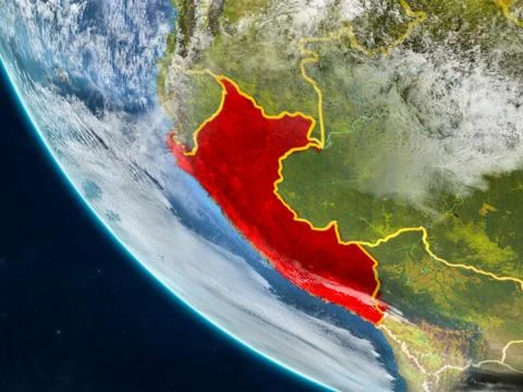 Peru from space on Earth 스톡 일러스트