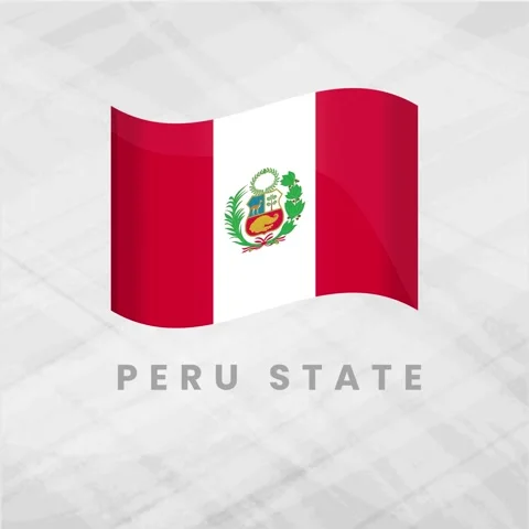 Peru State Flag Waving 3D Animation, Peruvian National Symbol with Coat of .. Stock Footage 332065453