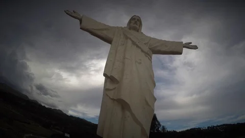 Peru Timelaps - Cusco Jesus 4k 스톡 동영상 91594944