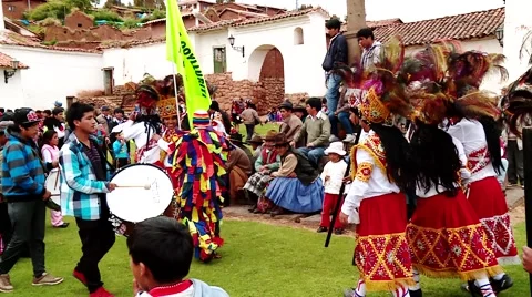 PERU: Traditional procession in Andes in Peru (South America) Stock Footage