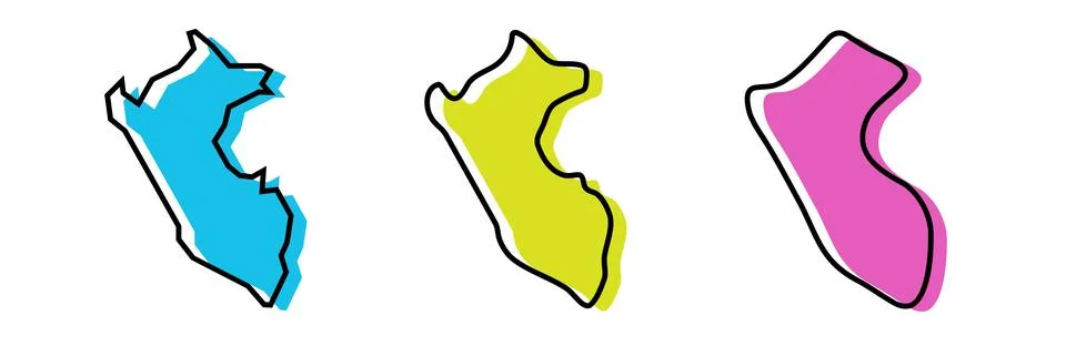 Peru vector country map in three levels of smoothness Stock Illustration