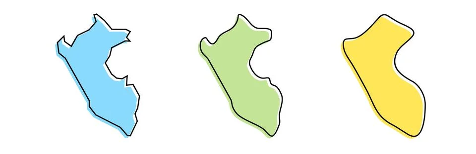 Peru vector country map in three levels of smoothness Stock Illustration