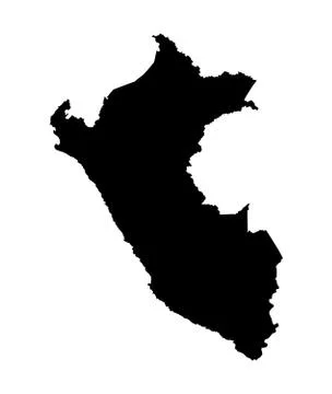 Peru vector map silhouette isolated on white background. Stockillustratie