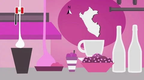 Peru - Vector Menu - Restaurant - Food and Drinks - pink Stock Footage 67549427
