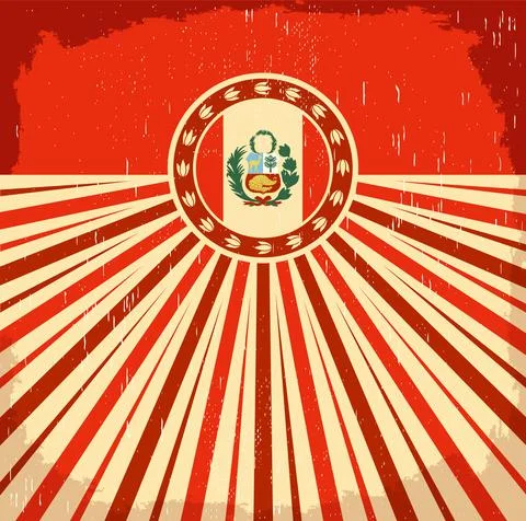 Peru Vintage design with Peruvian flag colors holiday decoration. Stock Illustration