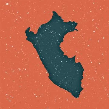 Peru vintage map. Grunge map of the country with distressed texture. Peru p.. Illustrazione stock