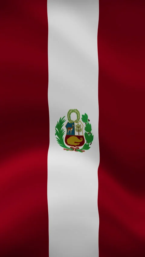 Peru Waving Flag in Vertical Orientation – Realistic Loop Animation Stock Footage 294949875