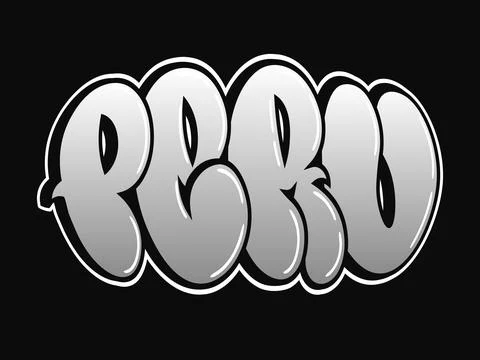 Peru word graffiti throw up bubble letters lettering Stock Illustration