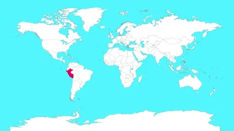 Peru in world map animation.Silhouette map of Peru 動画素材 309653673
