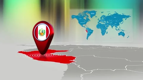 Peru World Map Pin Location Background Loop 4k Stock Footage 341771714