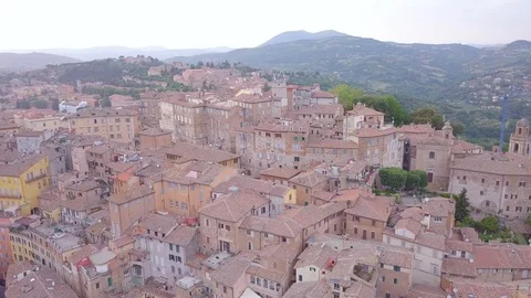 PERUGIA VIEW DRONE SHOT Stockbeeldmateriaal 126986305