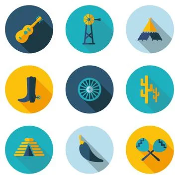 Peru,Mexico,icons in vector format Stock Illustration