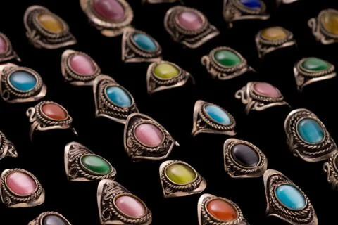 Peruvian Artisian Ring Collection Stock-Fotos