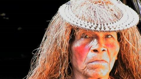  Peruvian chief of village Stock Footage 156546