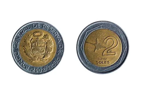 Peruvian currency of two suns Stock Photos