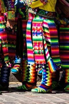 Peruvian dancers at the parade in cusco. Fotos Stock
