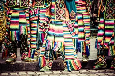Peruvian dancers at the parade in cusco. Stock-Fotos