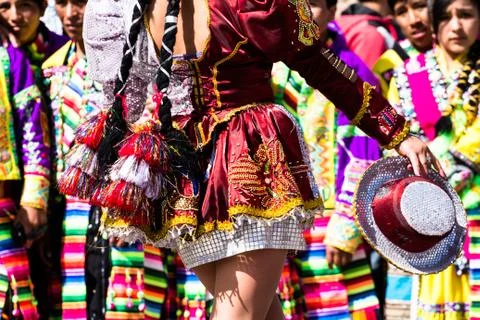Peruvian dancers at the parade in cusco. Fotos Stock
