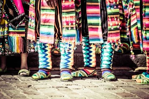 Peruvian dancers at the parade in cusco. Fotos Stock