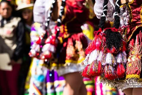 Peruvian dancers at the parade in cusco. Stock-Fotos