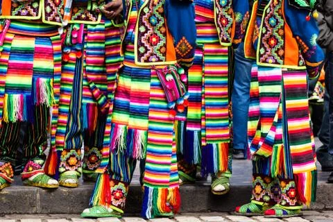 Peruvian dancers at the parade in cusco. Stock-Fotos
