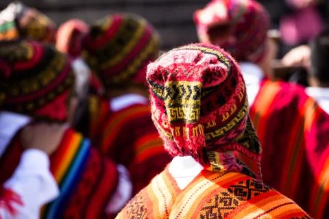 Peruvian dancers at the parade in cusco. Stock Photos