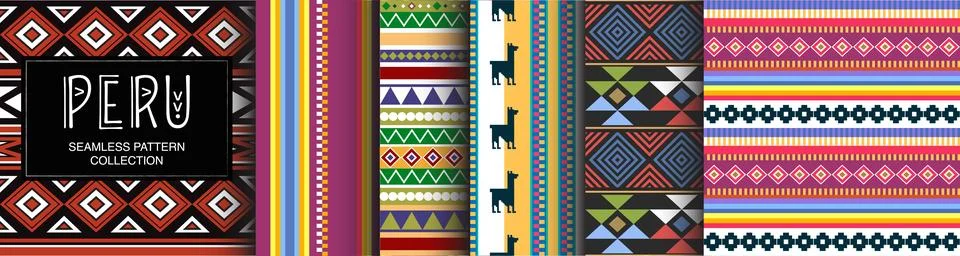 Peruvian ethnic seamless patterns. Stock Illustration