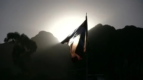 Peruvian Flag - Backlit in Ayacucho Stock Footage 22178958