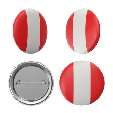 Peruvian Flag Badges Red and White Button Pins Stock Illustration