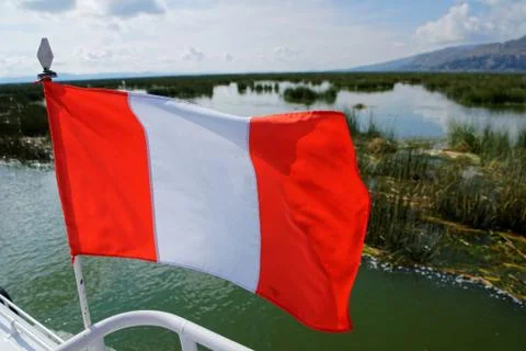 Peruvian Flag on the Boat Stock Photos