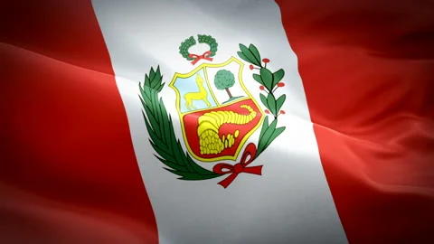 Peruvian flag Closeup 1080p Full HD 1920X1080 footage video waving Stock Footage 128272288