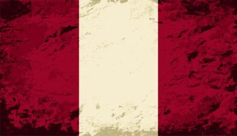 Peruvian flag. Grunge background. Vector illustration Stock Illustration