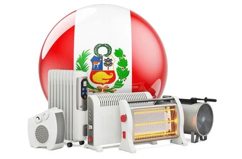 Peruvian flag with heating devices. Manufacturing, trading and service of con Stock Illustration
