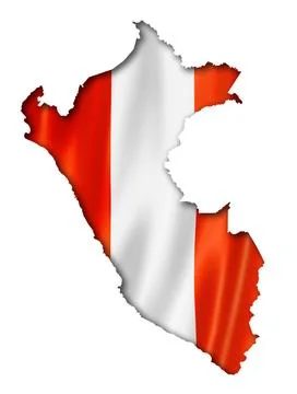 Peruvian flag map peru flag map, three dimensional render, isolated on whi... Stock Photos
