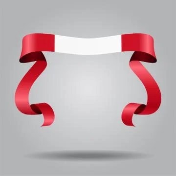 Peruvian flag wavy ribbon background. Vector illustration. Stock Illustration