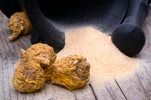 Peruvian ginseng or maca (Lepidium meyenii), superfood Stock Photos
