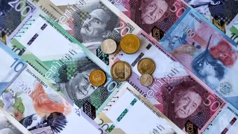 Peruvian paper currency cash sol for payments and settlements. Peruvian cash Stock Footage 342340558