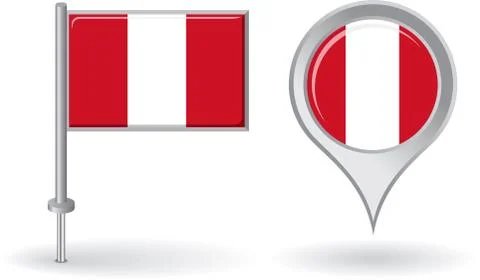 Peruvian pin icon and map pointer flag. Vector Illustrazione stock