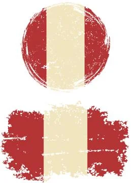 Peruvian round and square grunge flags. Vector illustration Stock Illustration