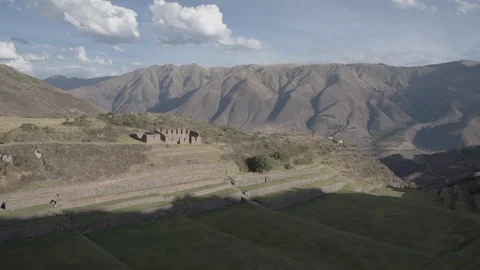 Peruvian ruins of Tipon in Cusco, Peru. 60fps Stock Footage 90050687