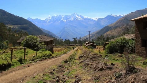 Peruvian Rural Path Leading to Andes Mountains Stock Footage 110338497